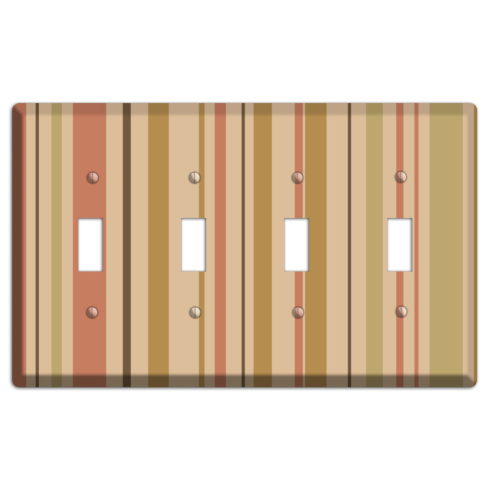 Multi Dusty Pink Vertical Stripes 4 Toggle Wallplate