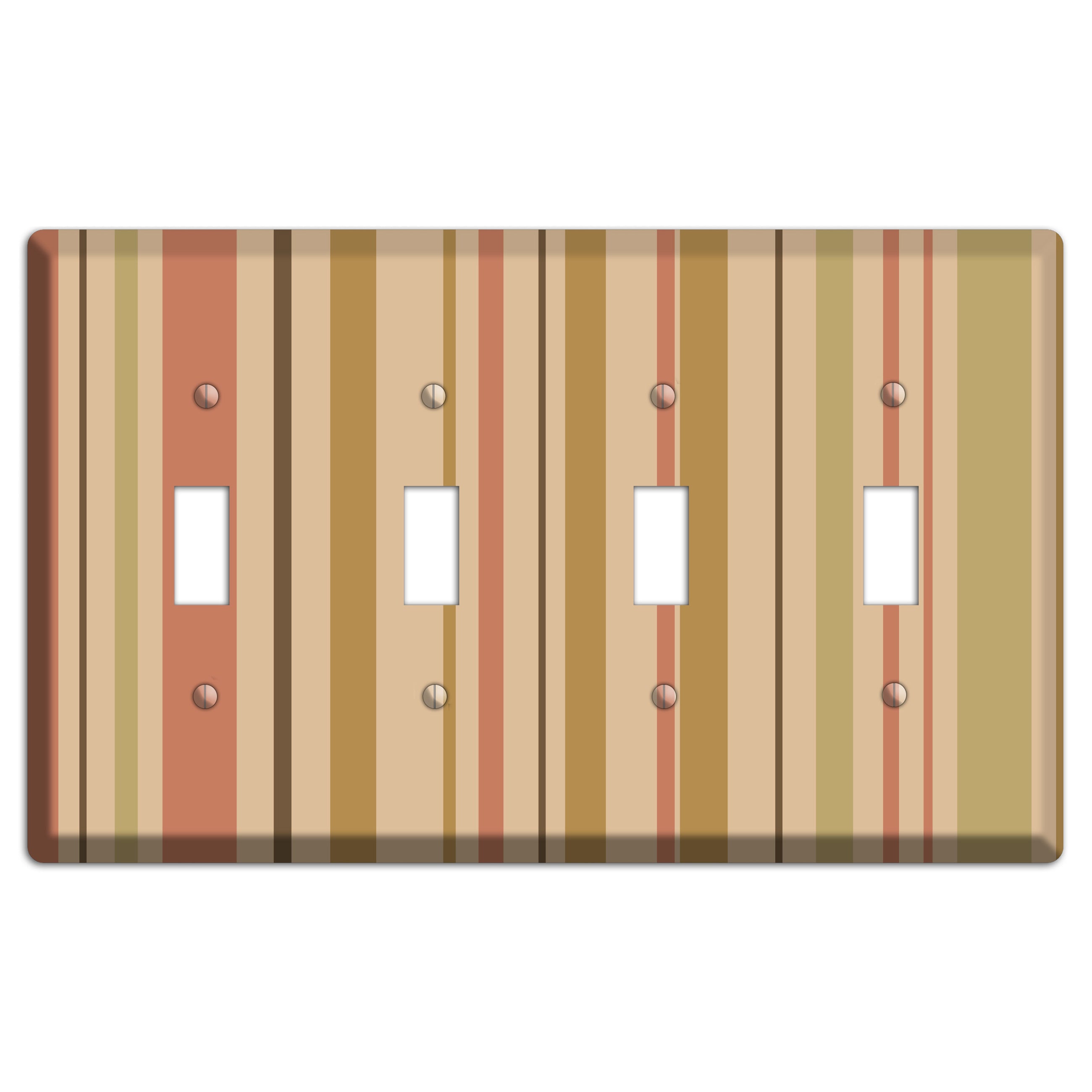 Multi Dusty Pink Vertical Stripes 4 Toggle Wallplate