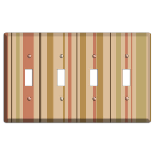 Multi Dusty Pink Vertical Stripes 4 Toggle Wallplate