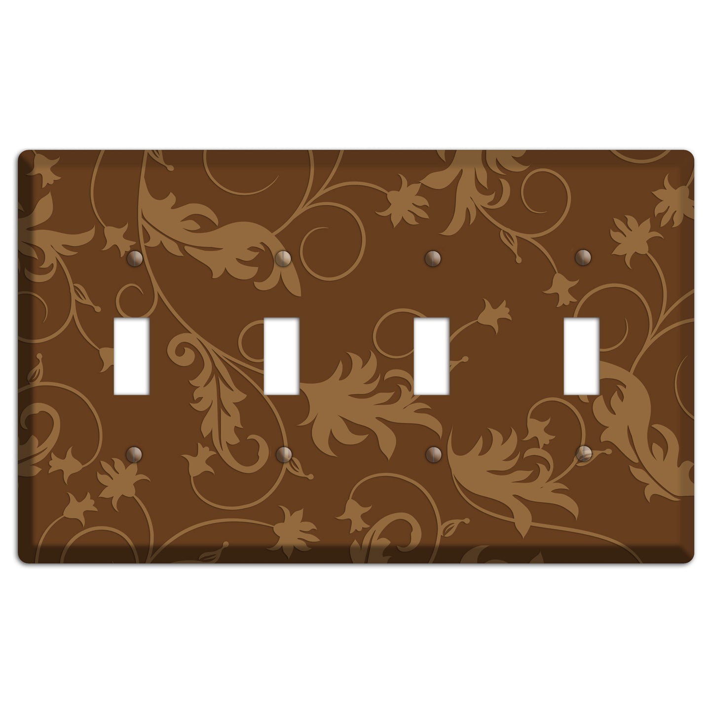 Brown Victorian Sprig 4 Toggle Wallplate