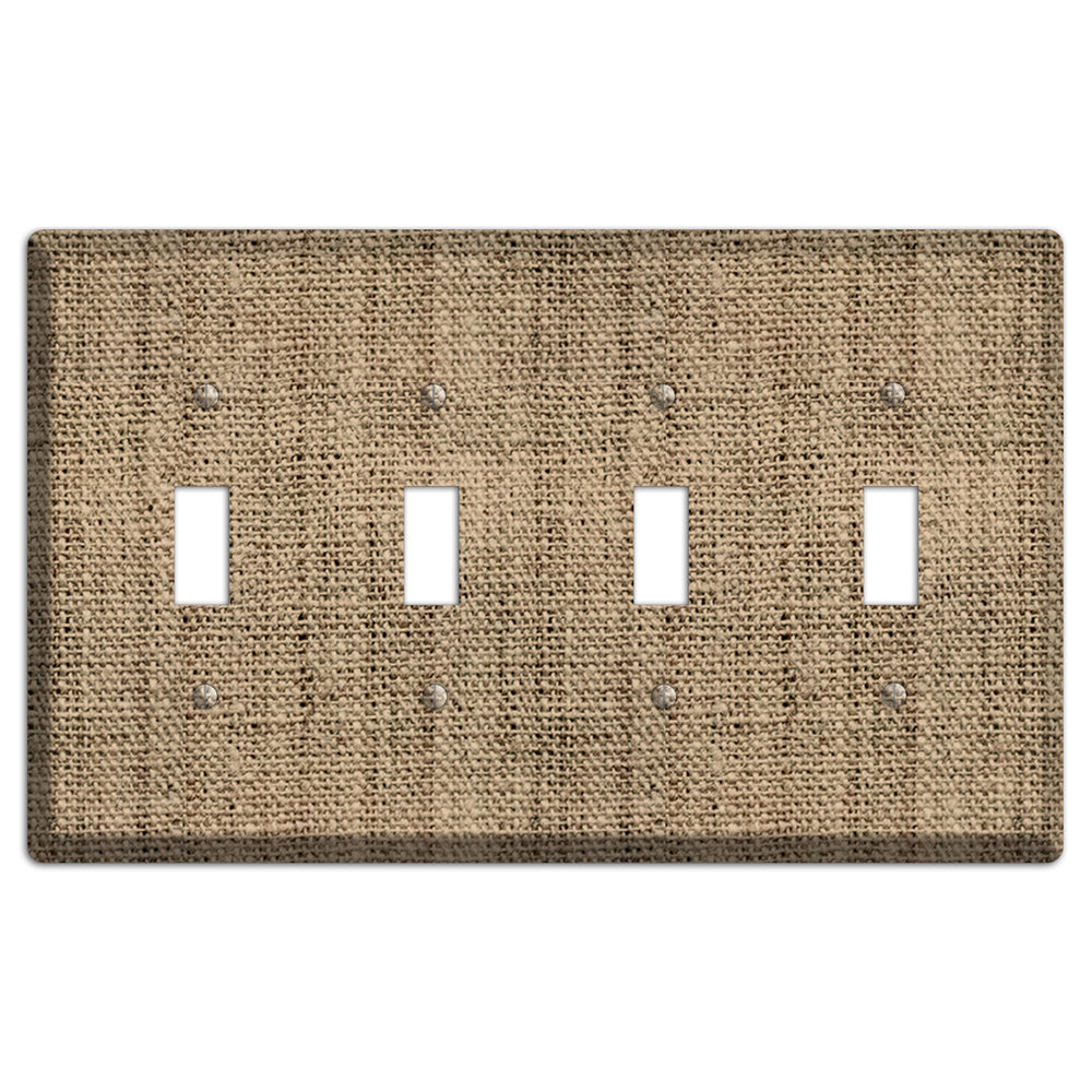 Donkey Brown Burlap 4 Toggle Wallplate
