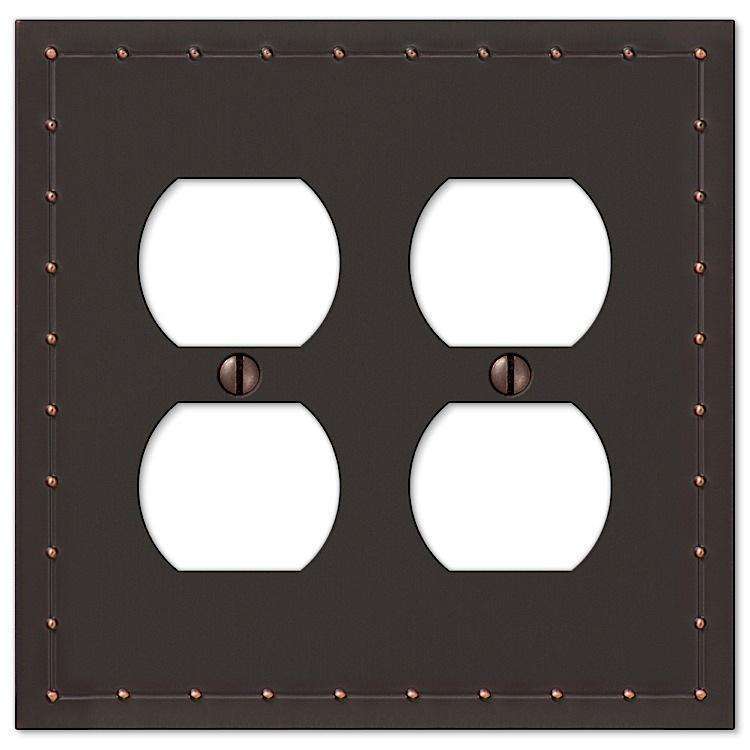Rosa Aged Bronze 2 Duplex Outlet - Wallplatesonline.com