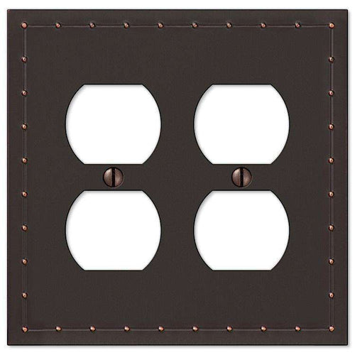 Rosa Aged Bronze 2 Duplex Outlet - Wallplatesonline.com