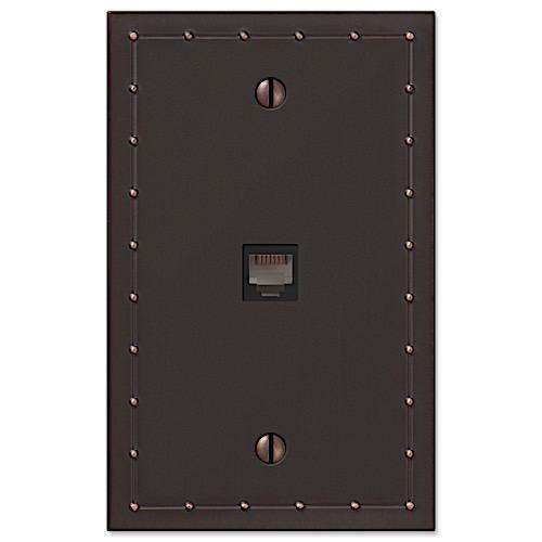 Rosa Aged Bronze 1 Phone Jack with Hardware - Wallplatesonline.com