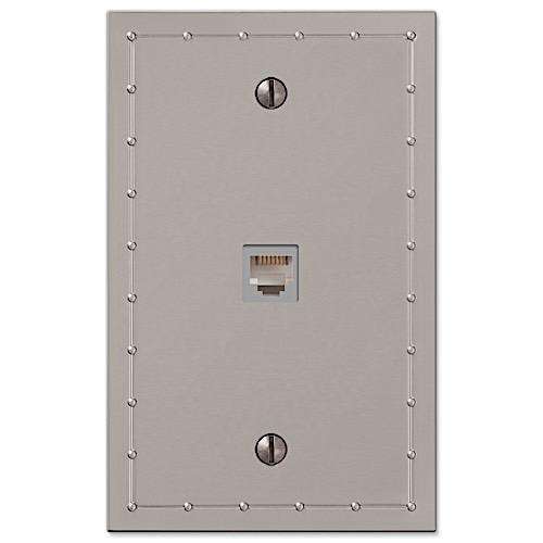 Rosa Satin Nickel 1 Phone Jack with Hardware - Wallplatesonline.com