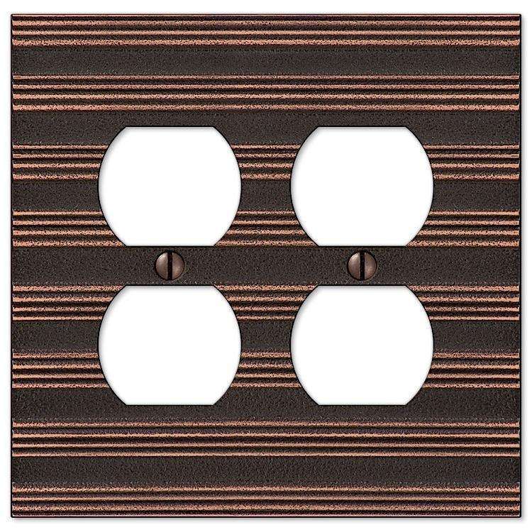 Chemalk Aged Bronze 2 Duplex Outlet - Wallplatesonline.com