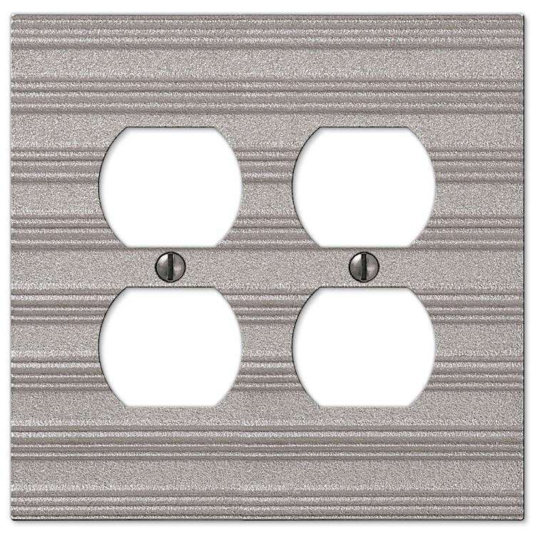 Chemal Frosted Nickel 2 Duplex Outlet - Wallplatesonline.com