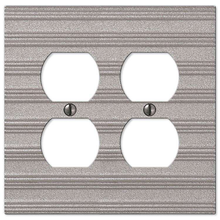 Chemal Frosted Nickel 2 Duplex Outlet - Wallplatesonline.com