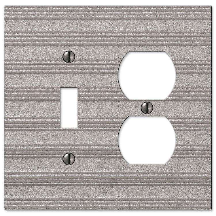 Chemal Frosted Nickel Toggle / Duplex Outlet - Wallplatesonline.com