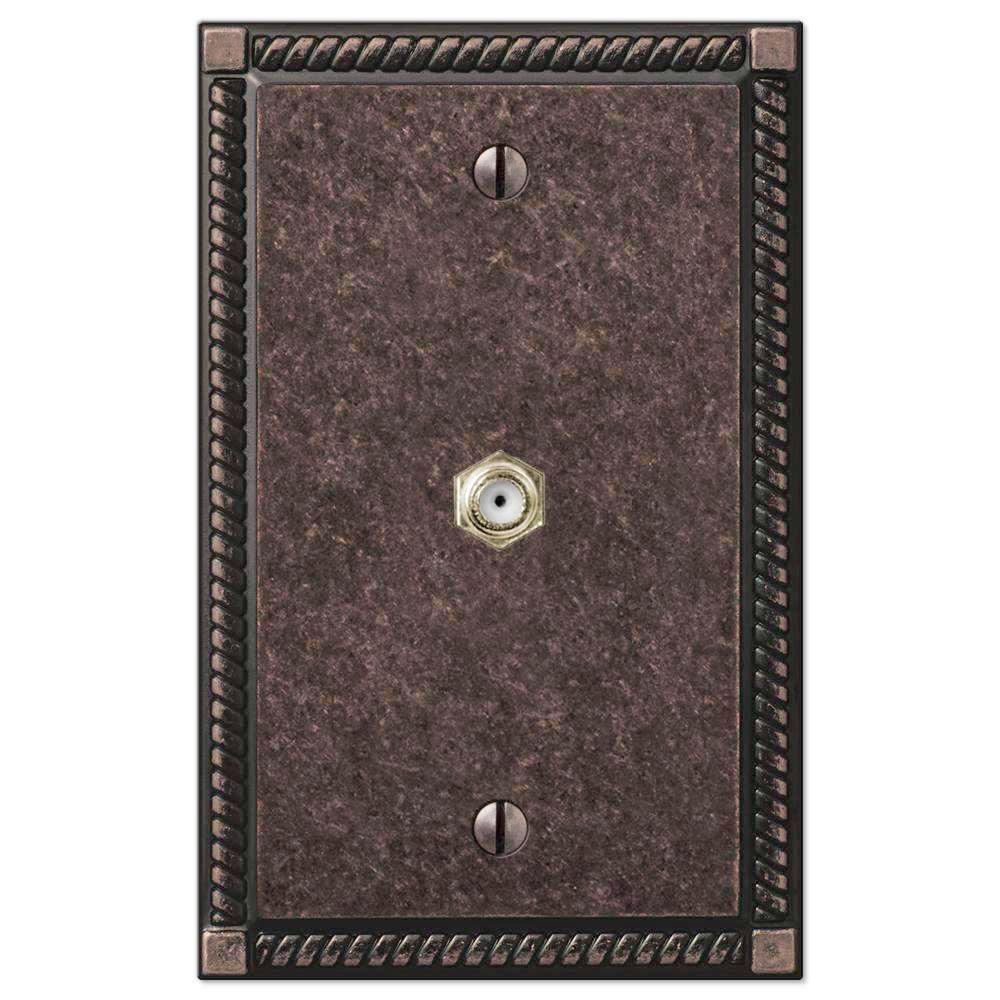 Georgian Tumbled Aged Bronze 1 Cable TV with Hardware - Wallplatesonline.com