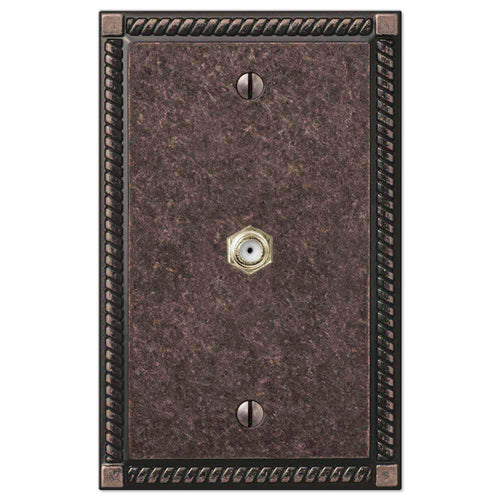Georgian Tumbled Aged Bronze 1 Cable TV with Hardware - Wallplatesonline.com