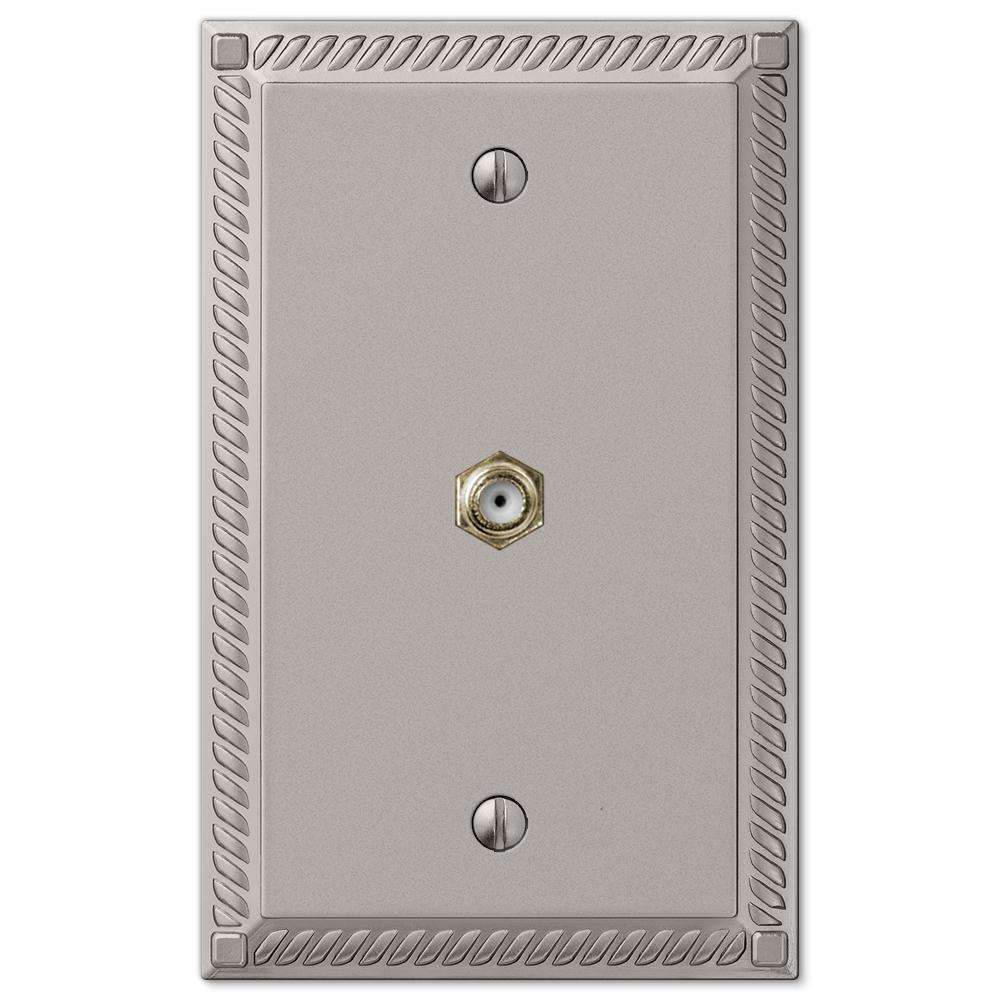 Georgian Satin Nickel 1 Cable TV with Hardware - Wallplatesonline.com