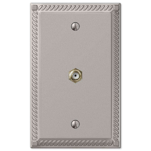 Georgian Satin Nickel 1 Cable TV with Hardware - Wallplatesonline.com