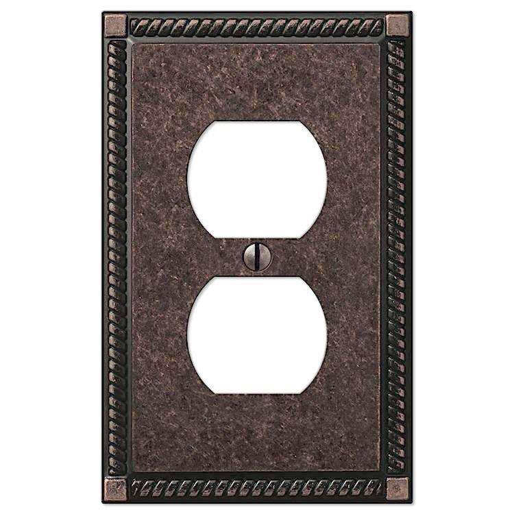 Georgian Tumbled Aged Bronze 1 Duplex Outlet - Wallplatesonline.com