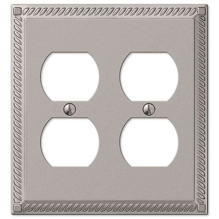 Georgian Satin Nickel 2 Duplex Outlet