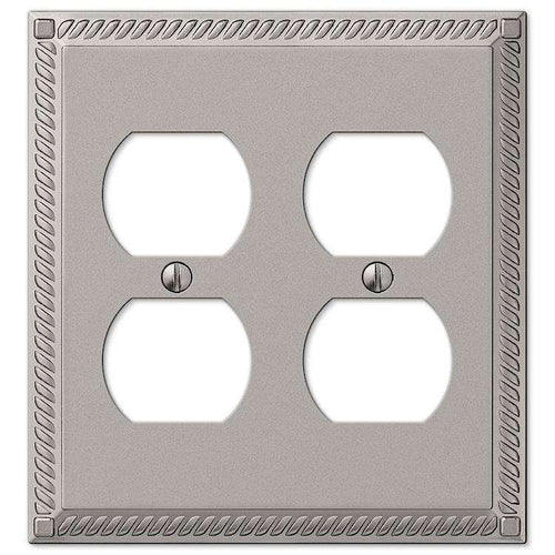 Georgian Satin Nickel 2 Duplex Outlet - Wallplatesonline.com