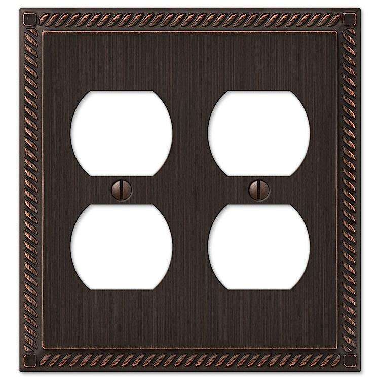 Georgian Aged Bronze 2 Duplex Outlet - Wallplatesonline.com