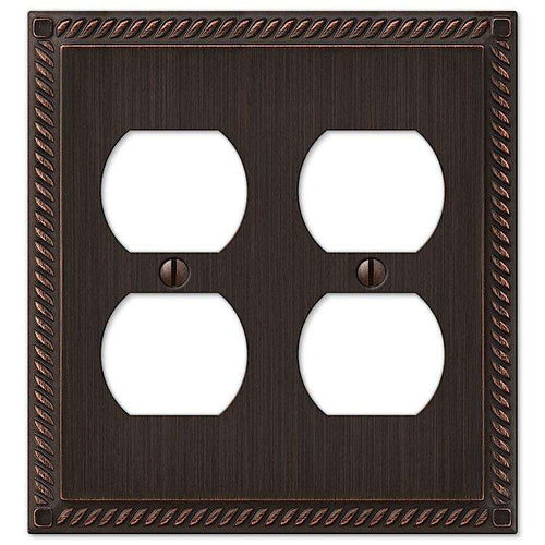 Georgian Aged Bronze 2 Duplex Outlet - Wallplatesonline.com