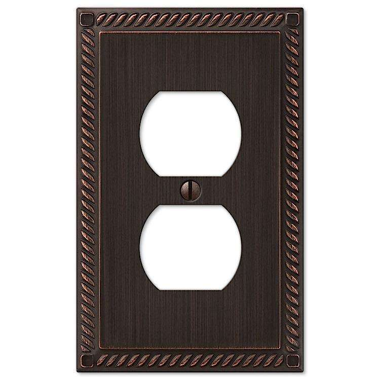 Georgian Aged Bronze 1 Duplex Outlet - Wallplatesonline.com