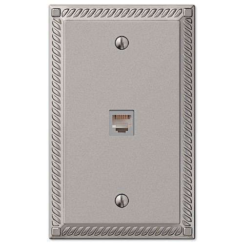 Georgian Satin Nickel 1 Phone Jack with Hardware - Wallplatesonline.com