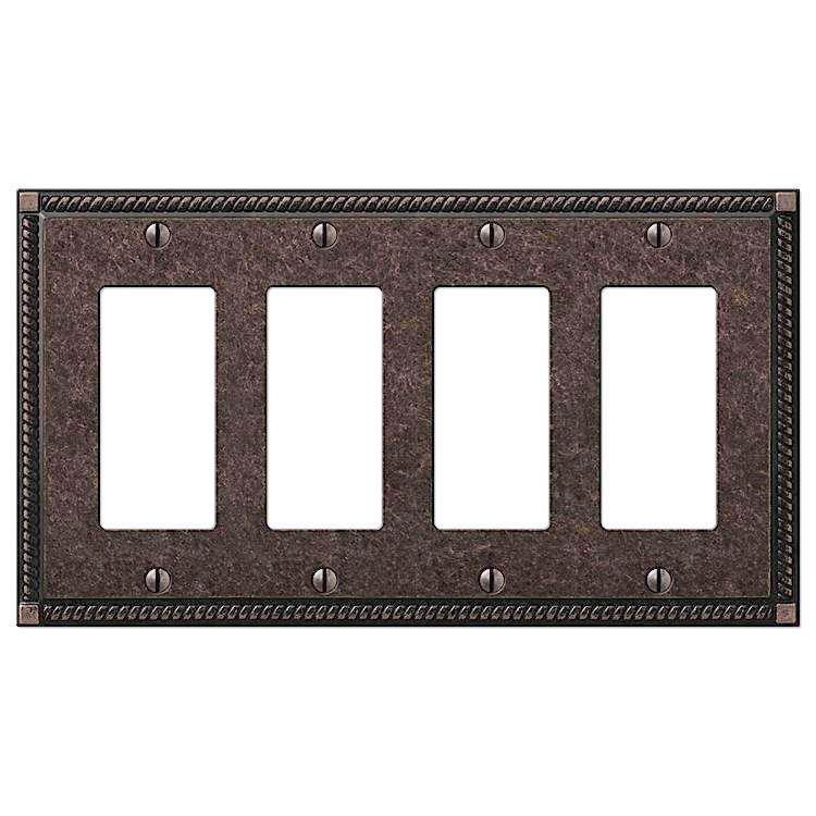 Georgian Tumbled Aged Bronze 4 Rocker (GFI) - Wallplatesonline.com
