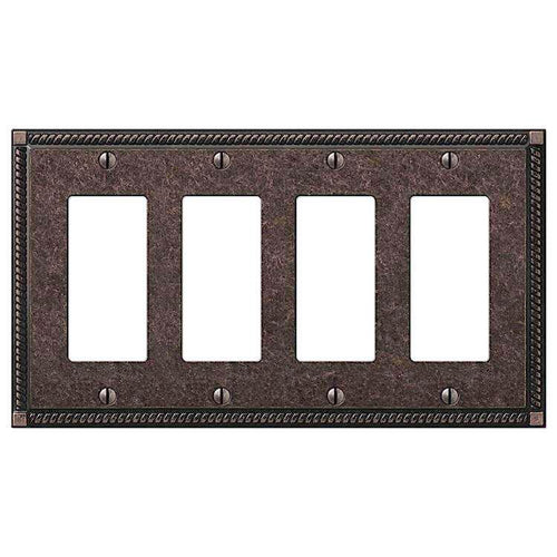 Georgian Tumbled Aged Bronze 4 Rocker (GFI) - Wallplatesonline.com