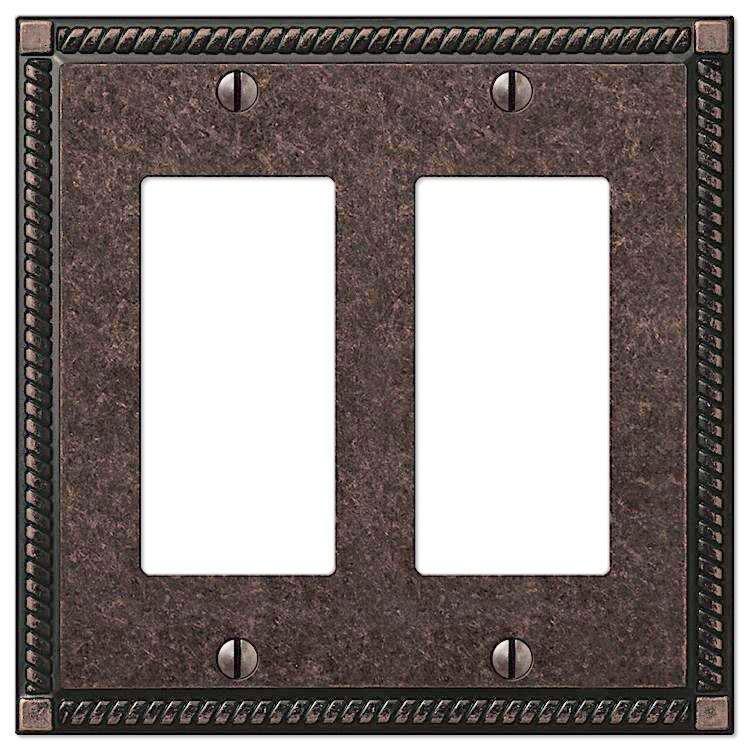 Georgian Tumbled Aged Bronze 2 Rocker (GFI) - Wallplatesonline.com