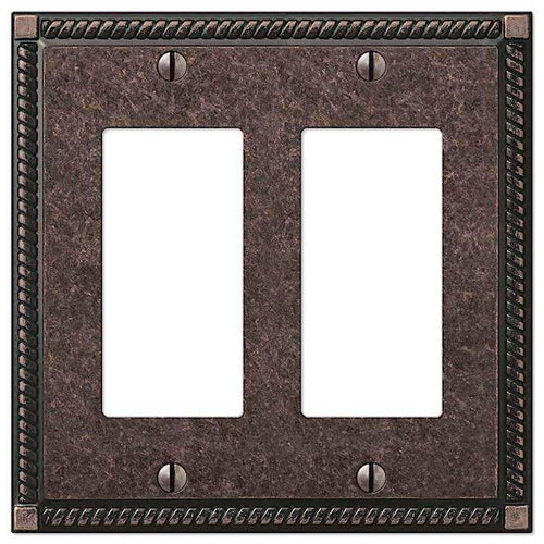 Georgian Tumbled Aged Bronze 2 Rocker (GFI) - Wallplatesonline.com