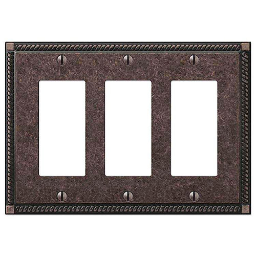 Georgian Tumbled Aged Bronze 3 Rocker (GFI) - Wallplatesonline.com