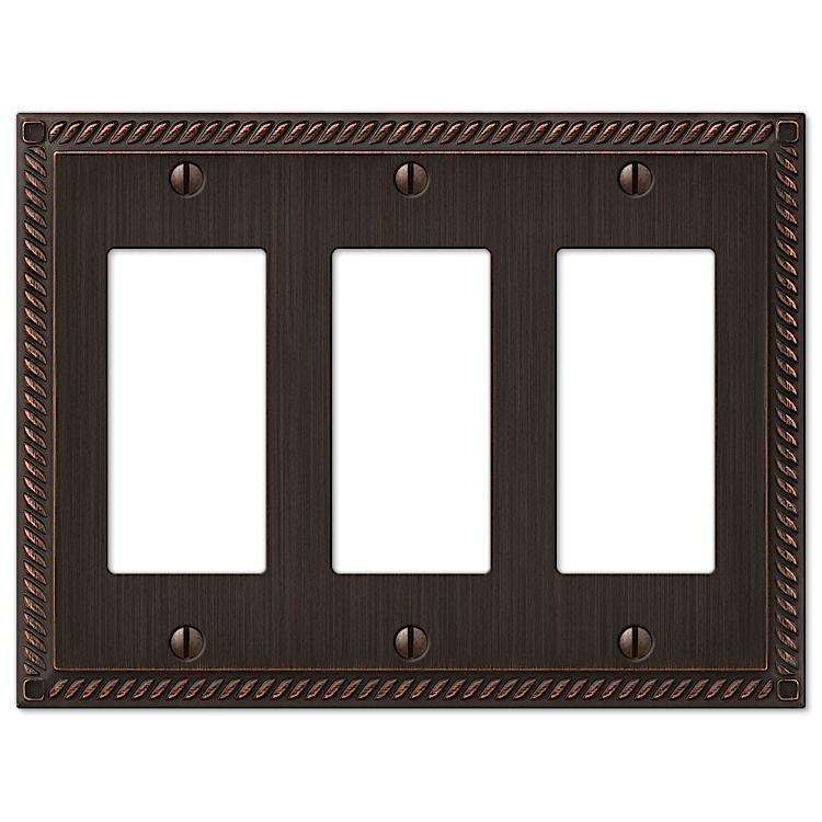 Georgian Aged Bronze 3 Rocker (GFI) - Wallplatesonline.com