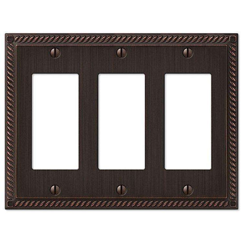 Georgian Aged Bronze 3 Rocker (GFI) - Wallplatesonline.com
