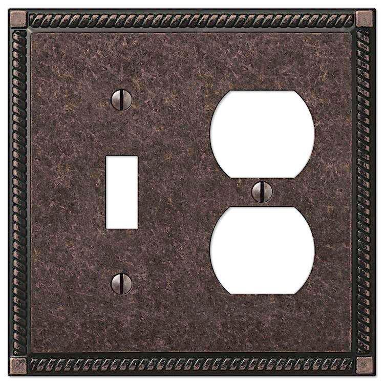 Georgian Tumbled Aged Bronze Toggle / Duplex Outlet - Wallplatesonline.com