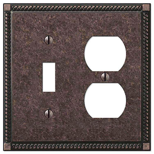 Georgian Tumbled Aged Bronze Toggle / Duplex Outlet - Wallplatesonline.com