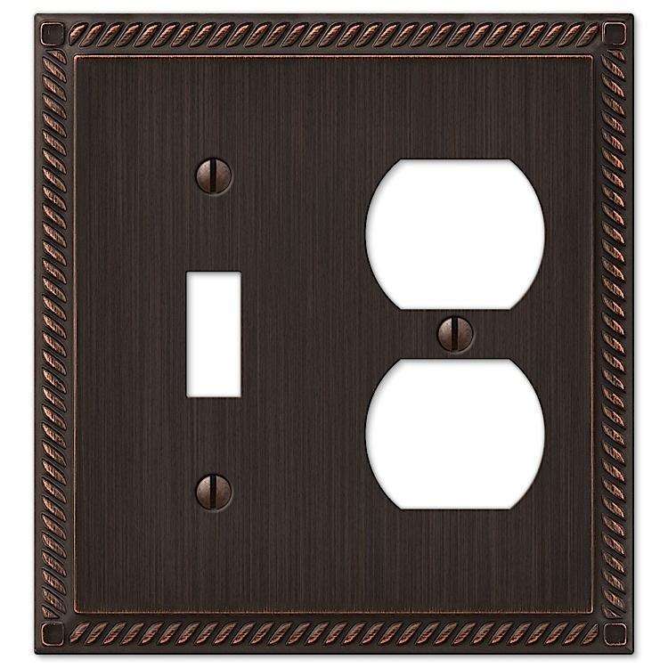 Georgian Aged Bronze Toggle / Duplex Outlet - Wallplatesonline.com
