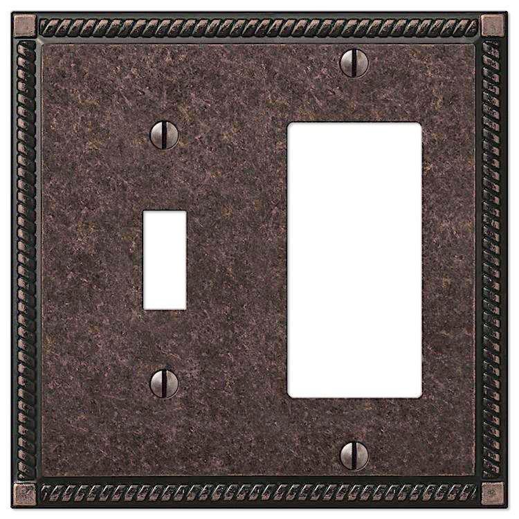 Georgian Tumbled Aged Bronze Toggle / 1 Rocker (GFI) - Wallplatesonline.com