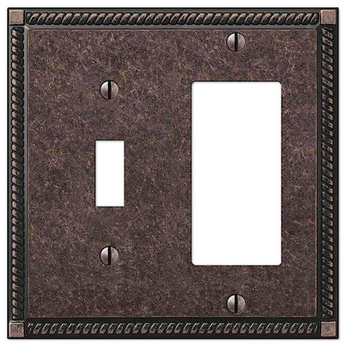 Georgian Tumbled Aged Bronze Toggle / 1 Rocker (GFI) - Wallplatesonline.com