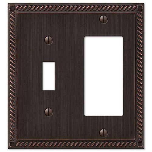 Georgian Aged Bronze Toggle / 1 Rocker (GFI) - Wallplatesonline.com