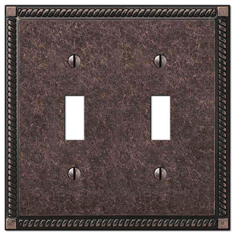 Georgian Tumbled Aged Bronze Double Toggle - Wallplatesonline.com