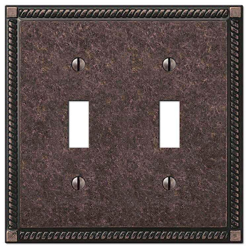 Georgian Tumbled Aged Bronze Double Toggle - Wallplatesonline.com