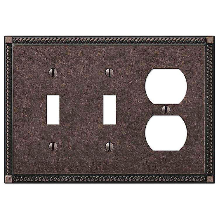 Georgian Tumbled Aged Bronze 2 Toggle / Duplex Outlet