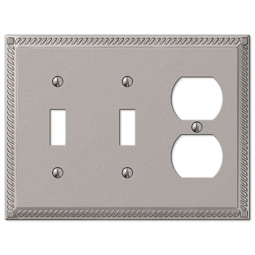 Georgian Satin Nickel 2 Toggle / Duplex Outlet - Wallplatesonline.com
