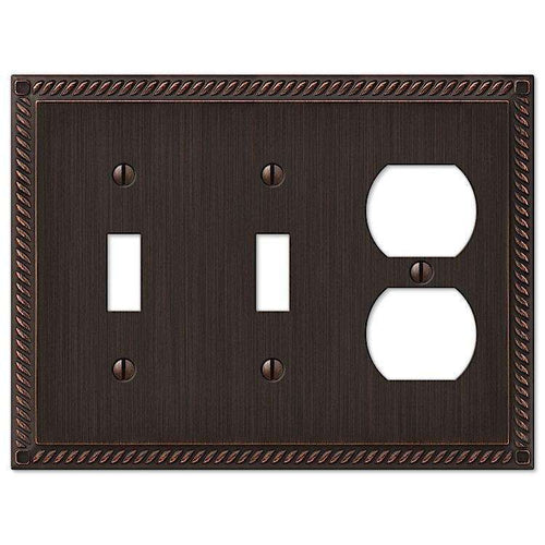 Georgian Aged Bronze 2 Toggle / Duplex Outlet - Wallplatesonline.com