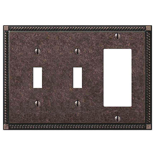Georgian Tumbled Aged Bronze 2 Toggle / 1 Rocker (GFI) - Wallplatesonline.com