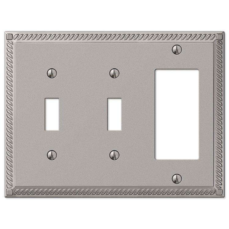 Georgian Satin Nickel 2 Toggle / 1 Rocker (GFI) - Wallplatesonline.com