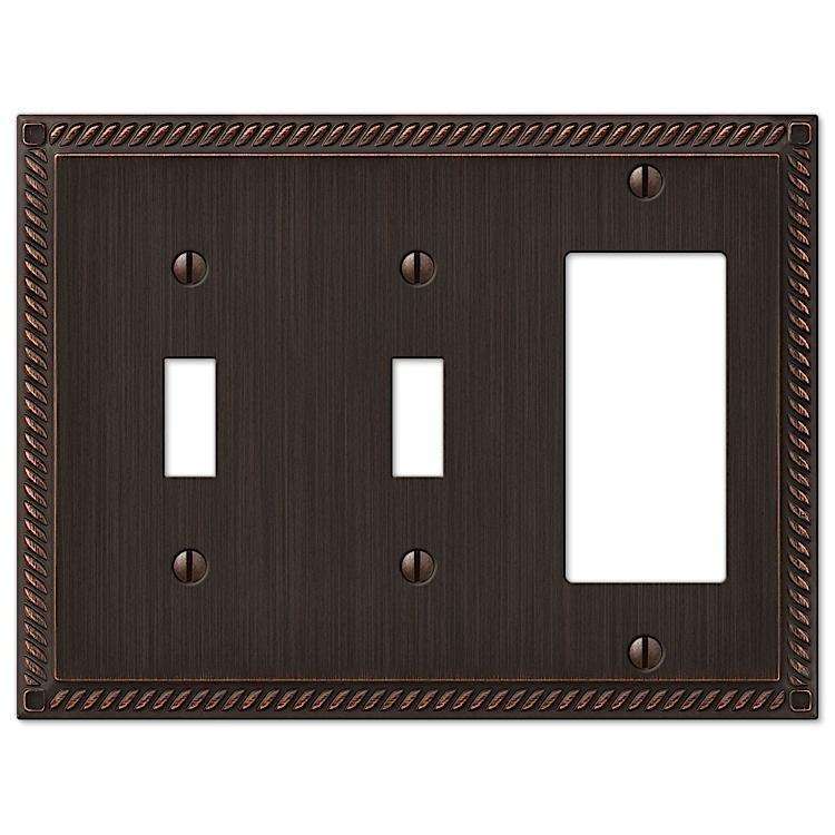 Georgian Aged Bronze 2 Toggle / 1 Rocker (GFI) - Wallplatesonline.com