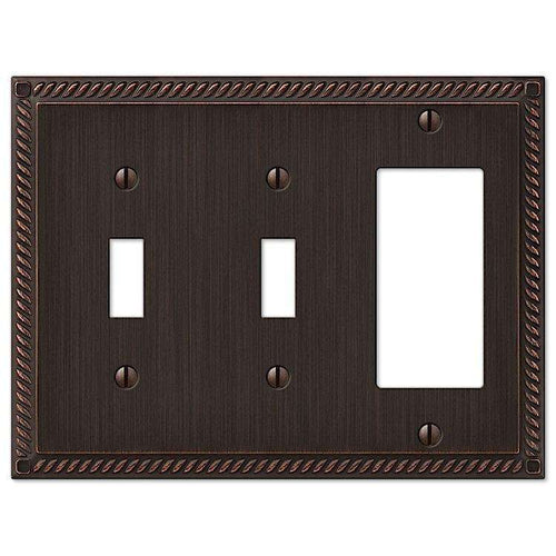 Georgian Aged Bronze 2 Toggle / 1 Rocker (GFI) - Wallplatesonline.com