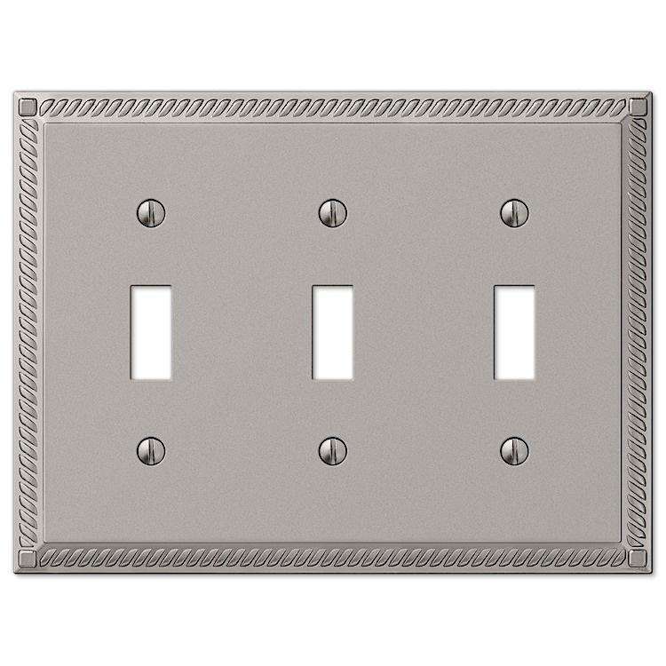 Georgian Satin Nickel Triple Toggle - Wallplatesonline.com