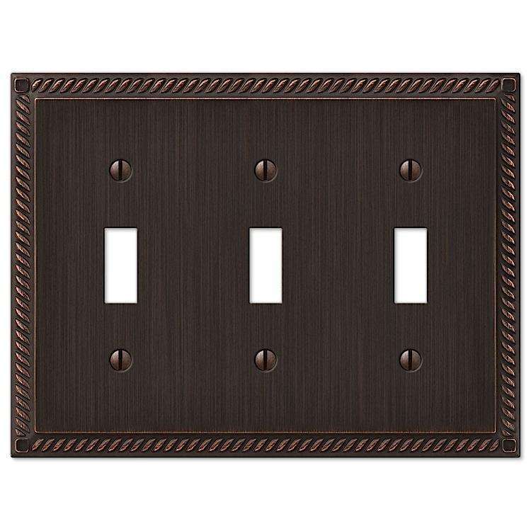 Georgian Aged Bronze Triple Toggle - Wallplatesonline.com