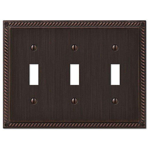 Georgian Aged Bronze Triple Toggle - Wallplatesonline.com