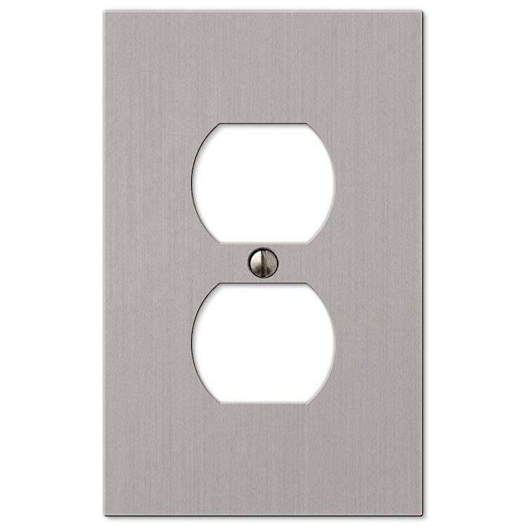 Elan Brushed Nickel 1 Duplex Outlet - Wallplatesonline.com